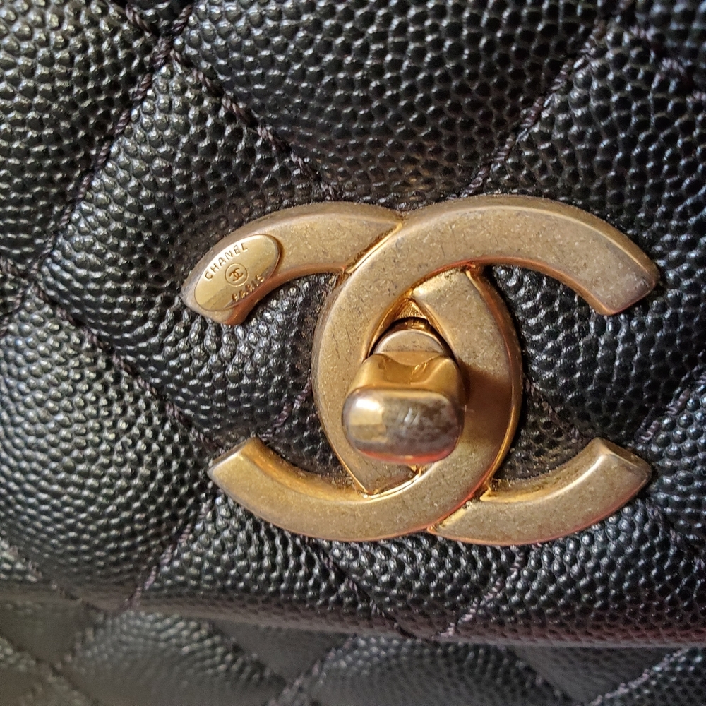 Chanel coco handle black caviar gold hw small bag lizard handle - Picture 5 of 12